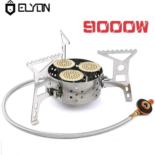 ELYON Outdoor Gas Stove Burner 9000W High Power Split Gas Stove Windproof Three Core Head Camping Stove With Steel Braided Hose