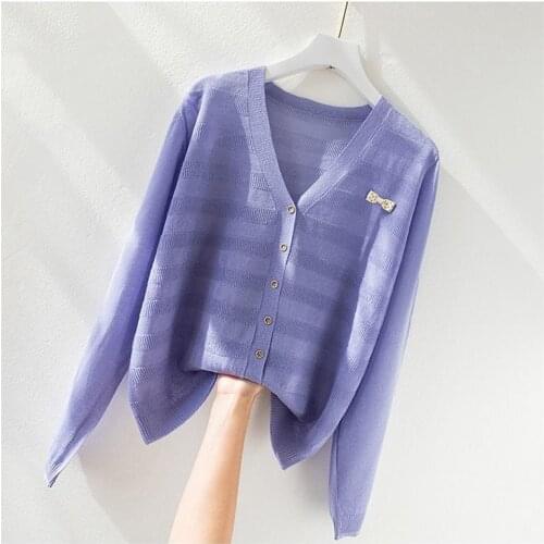 Women Spring Autumn Single-breasted Sweater Coat Knitted Cardigan Jacket Short Slim Long Sleeve Sun Protection Outerwear X277