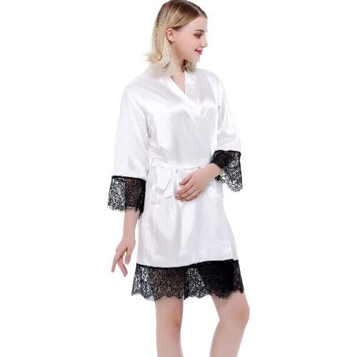 Womens Pajamas Sexy Robes Nightgowns And Bathrobes Silk Lace Nightwear Wedding Bride Robes Kimono Yukata Night Dress Gow