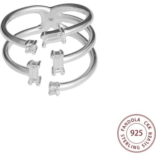 100% Authentic S925 Sterling Silver Shards of Sparkling Finger Rings For Women Wedding Jewelry Wholesale