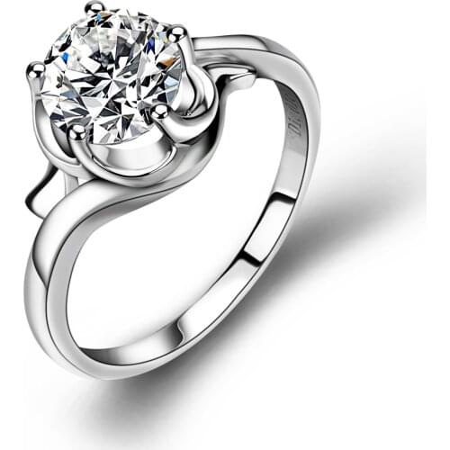 18K White Gold Ring Romantic Wedding Rings Jewelry 1ct Round Shape Moissanite Diamond Ring for Women