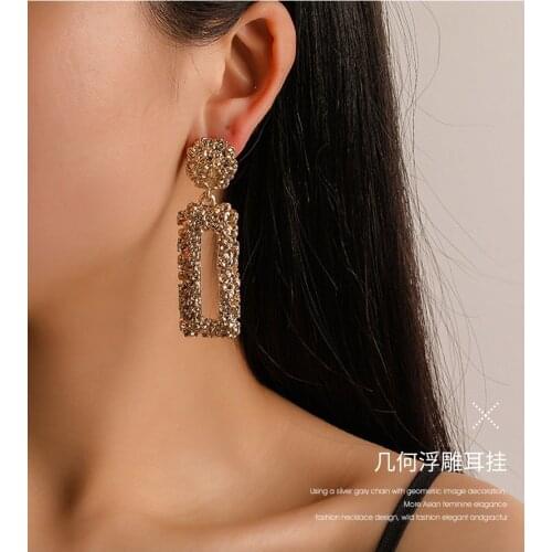 2019 Geometric Vintage Statement Clip Earrings for Women Without Piercing Hanging Earring Metal Ear Clips Fashion Jewelry Trend