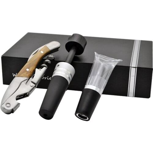 3 pcs/set Wine Bottle Opener Stainless Steel Pourer Wine Bottle Plug Hippocampus Knife Red Wine Opener Corkscrew can-opener set