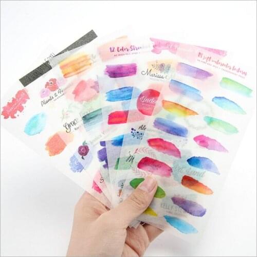 6 Pages/Pack Color Swatch Show Decorative Planner Stickers DIY Diary Scrapbooking Phone Index Seal Stickers