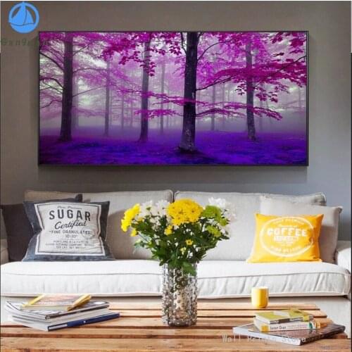Diamond Painting Natural scenery, purple tree Full Drill Square DIY Diamond Embroidery Cross Stitch Mosaic round Home Decor