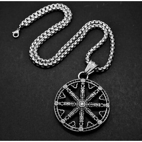 AMUMIU fashion rudder anchor Pendant necklaces round cross chain long Mens Womens necklace Jewelry Gift P079