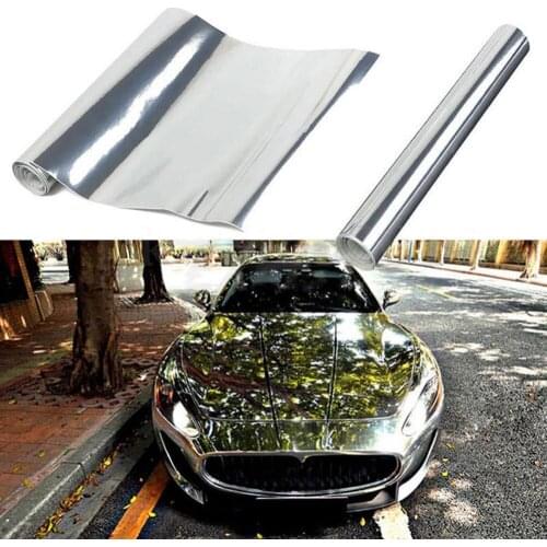 Car Electro Vinyl Film Coating Fiber Chrome Silver Wrap Stickers Self-Adhesive Decal Styling 5.9In x 60In