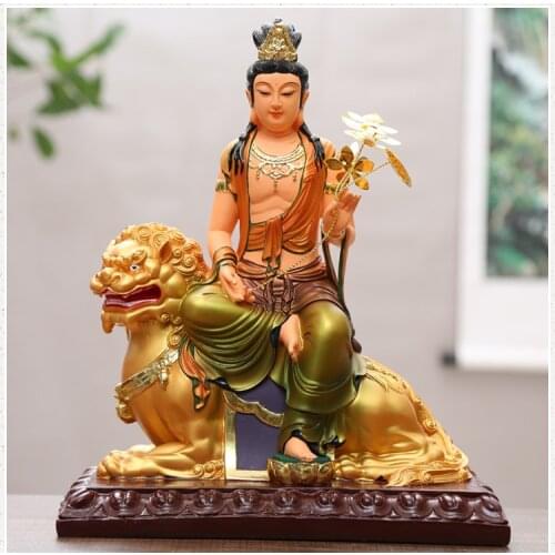 30cm large HOME Shrine efficacious protection Southeast Asia Gold plating the Bodhisattva Manjusri buddha FENG SHUI statue