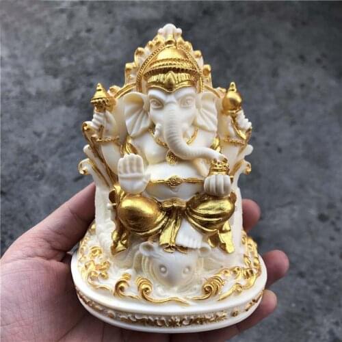 Asia India Thailand Greco-Buddhist HOME OFFICE Talisman House Protection Gilding Ganesha God of wealth Buddha statue
