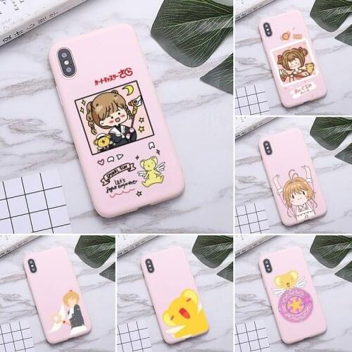 Cute cartoon Cardcaptor Sakura Phone Case for iPhone 11 Pro Max X XR XS 8 7 6s Plus Matte Candy Pink Silicone Cases