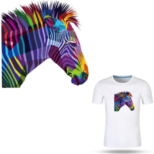 Colorful Zebra Animal Painting Sticker On Clothes A-level Washable Iron On Patch Decoration Accessory Heat Transfer Y-140