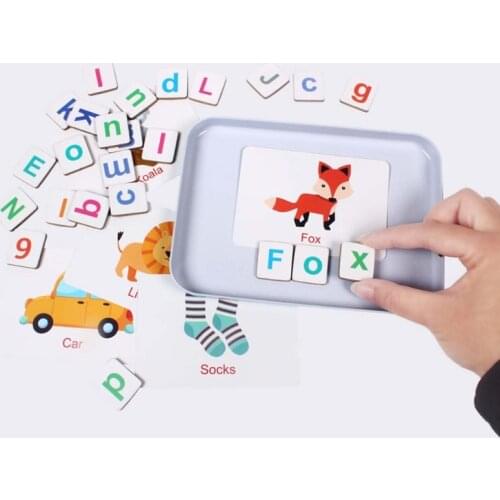 Wooden Magnetic Letters Numbers Toys Fridge Magnets Alphabet Word Cards Spelling BX0D
