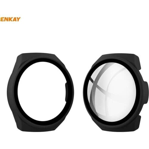 For Huawei Watch GT 2e 46mm Smartwatch Full Coverage PC Frosted Case + 9H Tempered Glass Film Protective Cover Case for GT 2e