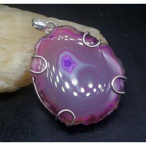 Gemstonefactory Jewelry Big Promotion 925 Silver Special Natural Unique Agate Druzy Women Ladies Gifts Necklace Pendant 0808