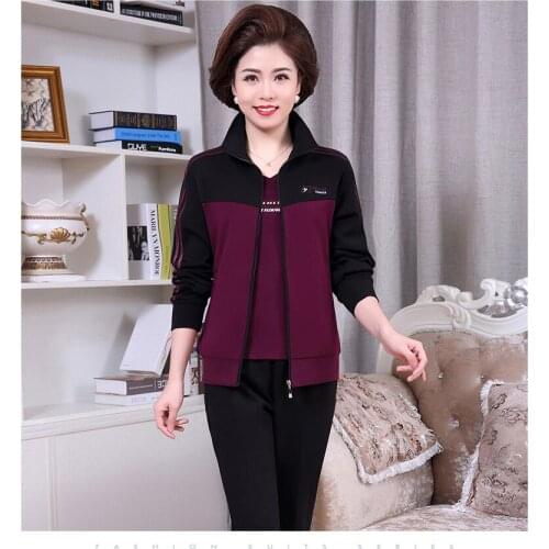 Cotton Women 3 Piece Set Autumn Winter Clothes 2021 Jacket Short Sleeve T-shirt Pants Jogging Suit Womens Sets