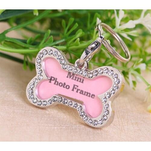 Diamond Dog Bone Shape Design Stainless Steel Pet Id Tag Custom Dog Tag Necklace Prevent Pet From Being Lost Engravable Dog Tags