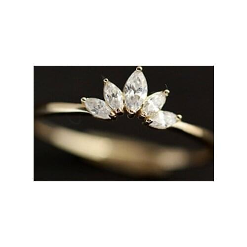 Dainty CZ Crystal Engagement Wedding Rings for Women 925 Sterling Silver Thin Finger Ring Gold Marquise Zircon Rings