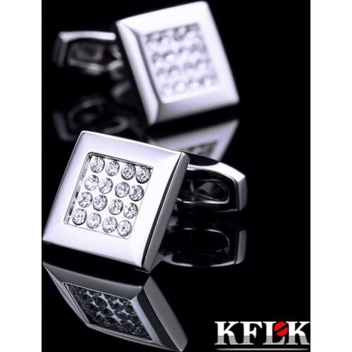 KFLK Jewelry French shirt cufflink for mens Brand Crystal Cuff link Luxury Wedding Button High Quality guests