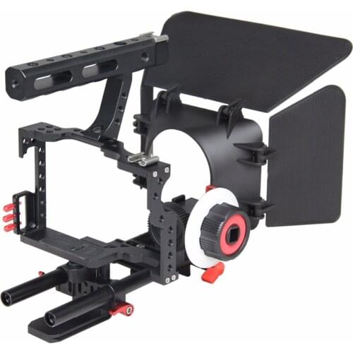 DSLR Rig Kit Handle Grip Video Stabilizer Camera Cage+15mm Rod+Follow Focus+Matte Box System for Sony A7 A7II A7s A7r A7Rii GH4