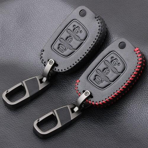Leather Car Remote Key Case Cover For Hyundai Tucson Creta ix25 ix35 i20 i30 HB20 Elantra Verna Mistra 2015 2016 2017 2018 2019