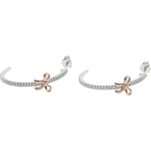 Cute lovely girl women jewelry sparking bling clear cz round circle hoop bow charm earring