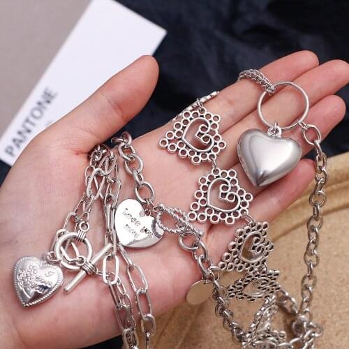 Cute Silver Color ins Style Short Collar For Women Girls Butterfly Love Heart Pendant Necklace For Women Fashion Jewelry Gift