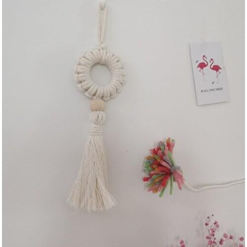 Nordic Macrame Wall Hanging Hand-woven Cotton Small Wall Tapestry Childrens Room Boho Decor Bedroom Decor