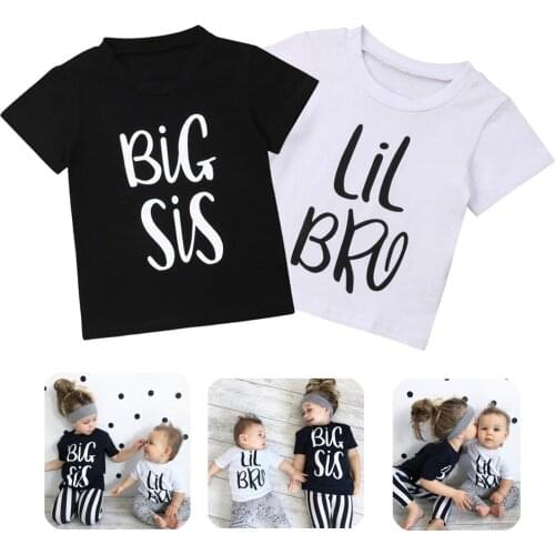 New Arrivels Toddler Baby Boy Girl Summer T-shirt - Big Sister-Little Brother- Matching Tops