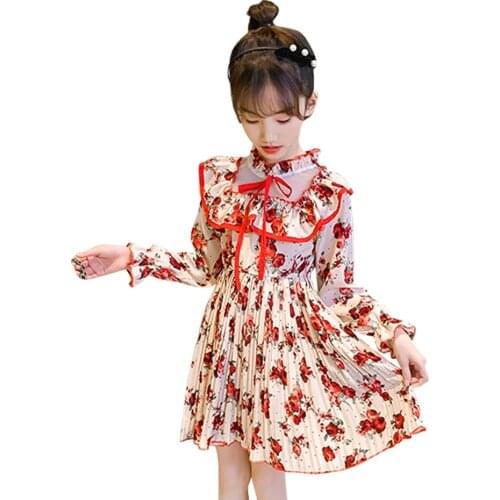 Dress Girl Rose Floral Girl Dress 2021 Newest Dress Kids Spring Autumn Girls Clothing 6 8 10 12 14
