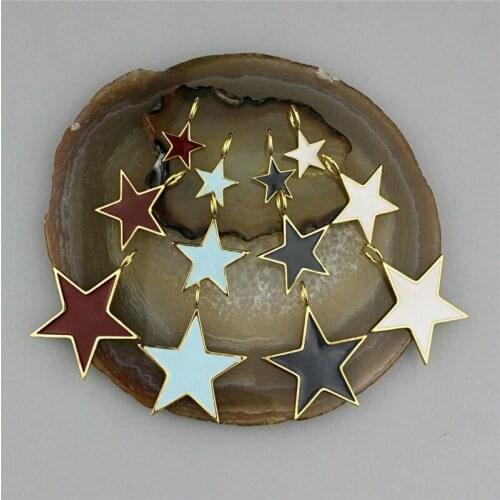 15-30mm 15pcs/lot Star shaped enamel pendant,fashion bezel plated gold jewelry,DIY bracelet necklace making accessories