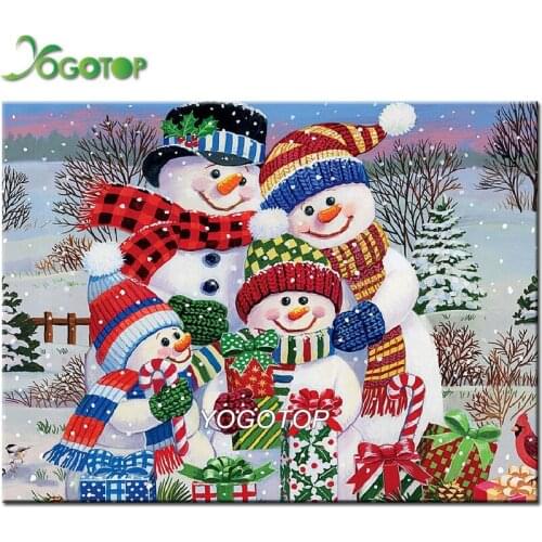 Full Diamond Painting snowman family Cross Stitch DIY Bead Embroidery Diamond Art sweet home Handwork Christmas gift YY4461