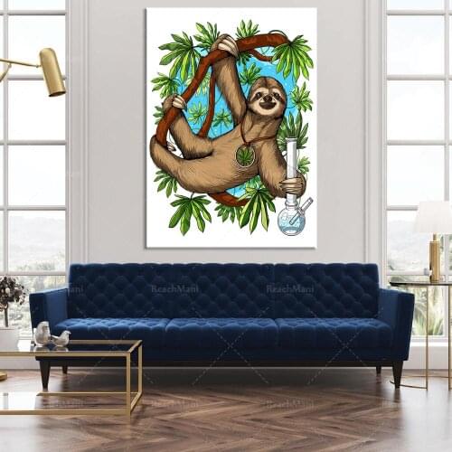 Home Decor Poster Nordic Abstract Animal Sloth Weed Wall Art Canvas Painting Art Poster Printing Wall Picture Living Room