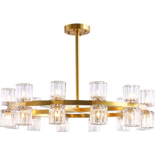 Post Modern Luxury Chandeliers Round Foyer Bedroom Dining Room Crystal Lamp With 16/20/26 Lights Full Copper G4 Lighting Fixture
