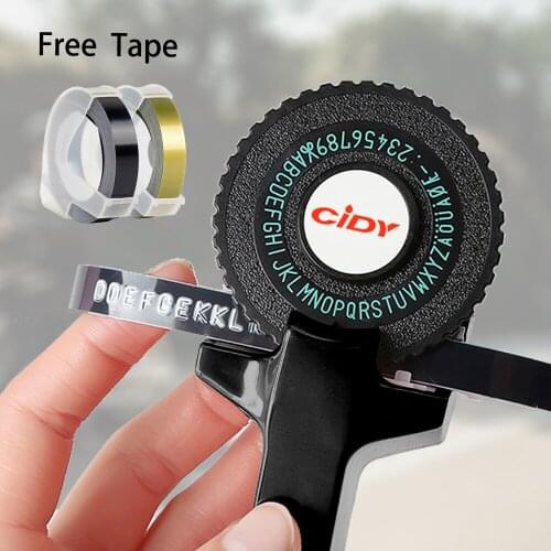 One Cidy Manual Label Makers for 9mm 3D Embossing Plastic Label Tapes Mini Handhold Typewriter