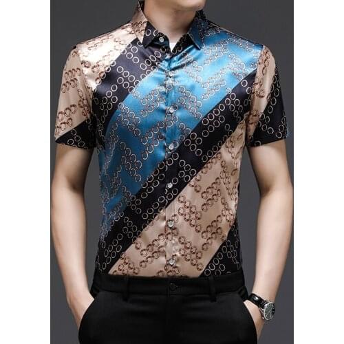 Leopard Printed Silk Luxury Dresses Large Sizes Mens Clothing For The Summer Fashion 2021 Mens Designer Shirts Unusual Smooth