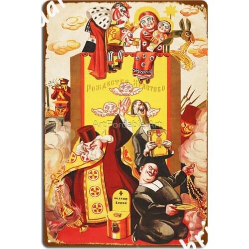 Christmas Soviet Art Vintage Retro Propaganda Poster Metal Signs Wall Cave Garage Club Vintage Mural Painting Tin sign Posters