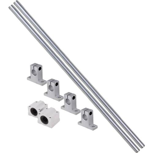 Silver 12MM Dia Cylinder Linear Shaft Optical Axis L400mm &CNC Ball Slide Units Linear Rail Support with Linear Bearing Set of 8