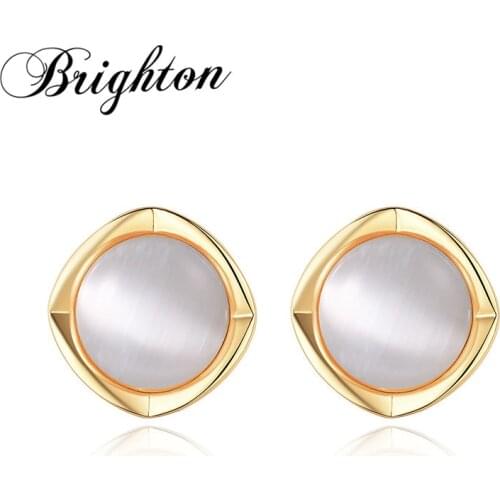 Brighton Exquisite Classic Simple Geometric Opal Stud Earrings For Women Party 2021 Korean Fashion Jewelry Girls Accessories