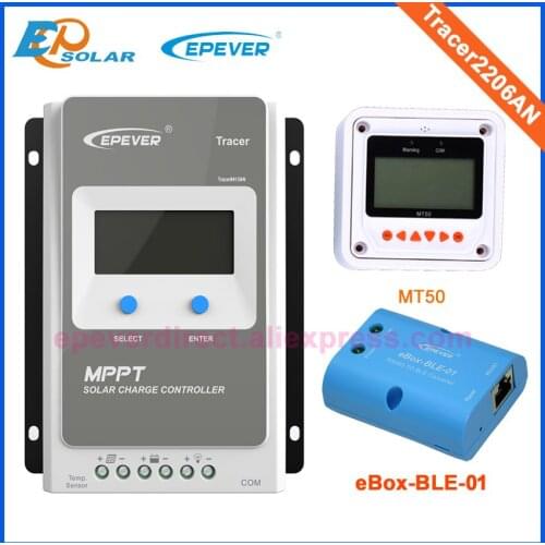 Solar Controller Tracer2206AN 20A MT50 Meter and ble bluetooth eBOX 12V 260W 24V 520W solar panels system MPPT regulator