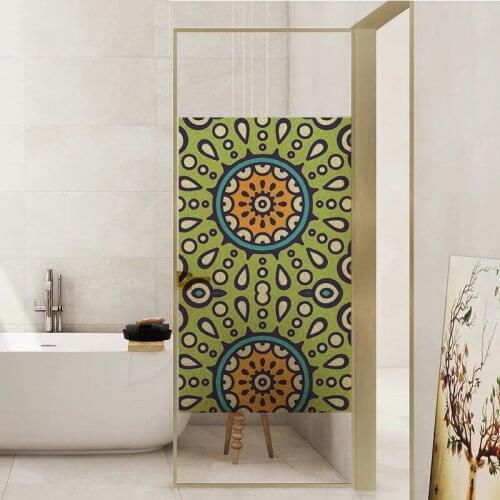 Glass Film Balcony Bathroom Kitchen Living Room Bedroom Sliding Door Sunscreen Opaque Window Film Mandala Print GS2043