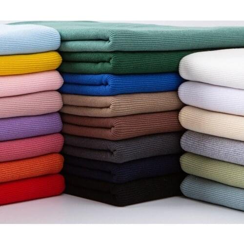 Knitted Rib Cuff Fabric for DIY Sewing Clothing Making Accessories 2x2 Stretchy Cotton 20x110cm Printing and Dyeing Other Fabric