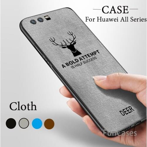 Cloth Embossed Deer case for huawei mate 20 lite p20 pro P Smart y9 2018 honor note 10 v10 play 9i 9 8x 8 7x Nova 3i 3 2s Cover