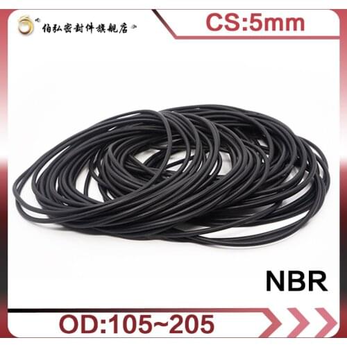 Nitrile Rubber O-Ring 1PC/lot NBR Sealing CS 5mm OD105/110/115/120/125/150/250mm O-Ring Seal Gasket Ring