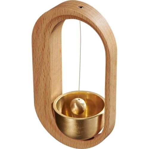 Retro Solid Wood Wind Chimes Walnut Copper Bells Exquisite Brass Doorbell Opening Housewarming Gifts Pendants Wooden Crafts