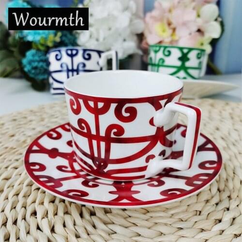 Wourmth European Style Luxury Coffee Cup and Saucer Set High Grade Ceramic Cappuccino Afternoon Tea Cups Porcelain Drinkware