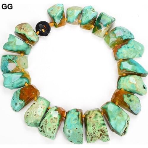 GuaiGuai Jewelry 20x35mm Natural Faceted Top-Drilled Fancy Polished Green Fire Agates Stone Necklace For Women