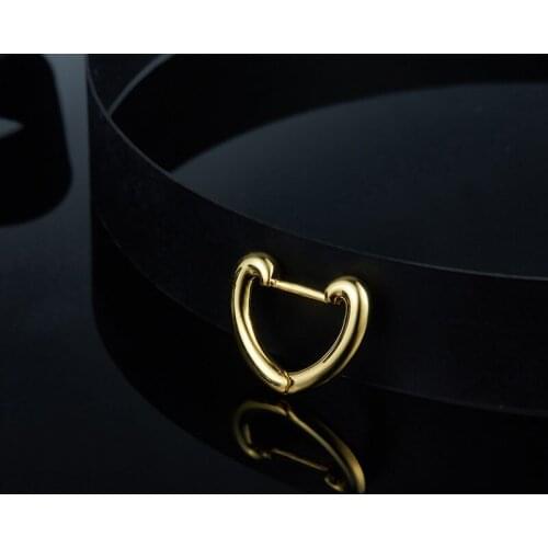 SLJELY Luxury Brand Real 925 Sterling Silver Yellow Gold Color Single Small Love Heart Earring 1pc for Women Fashion FUN Jewelry