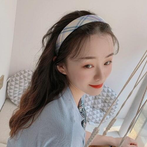 New Women Vintage Elegant Wide Plaid Simple Hairbands Sweet Headband Hair Holder Ornament Fashion Hair Accessories