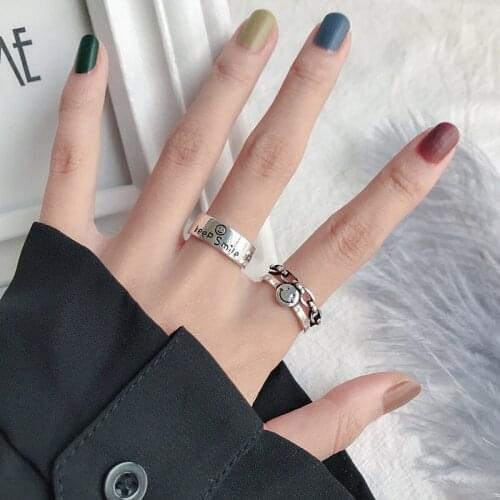 40 Korean Style Vintage Antique Silver Color Open Rings for Women Bridal Bridesmaid Wedding Band Engagement Ring Size Adjustable