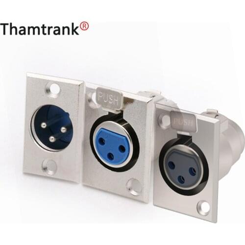 100pcs 3/4Pin XLR Connector Cannon Male Socket Panel Mount D Type Module Microphone Stage Light Wire Connector Universal Square